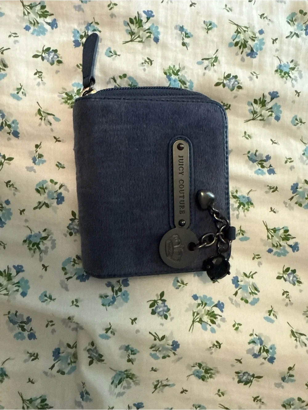 Juicy Couture Navy Blue Zip-Around Wallet with Charm